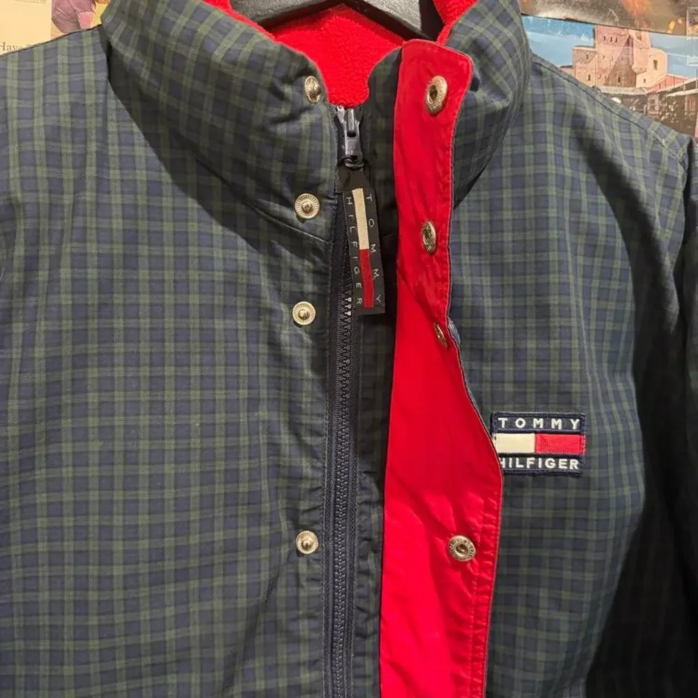 Tommy hilfiger green striped plaid